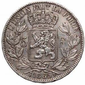 Belgium, 5 francs 1865