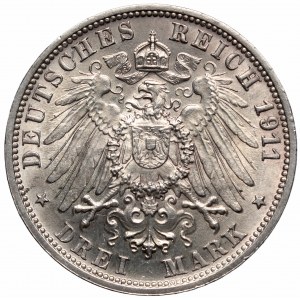 Niemcy, Wirtemberga, 3 marki 1911 