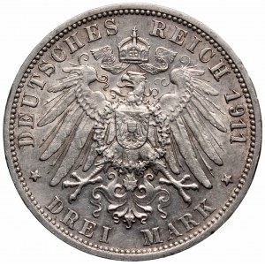 Germany, Wurtemberg, 3 mark 1911