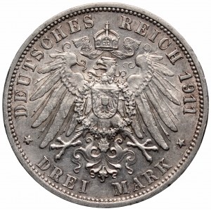 Niemcy, Wirtemberga, 3 marki 1911