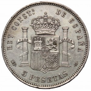 Spain, 5 pesetas 1888