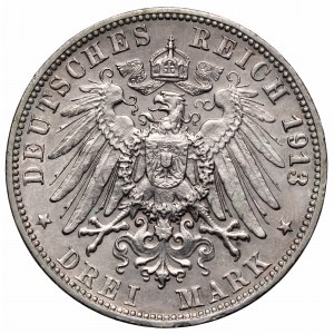Niemcy, Wirtemberga, 3 marki 1913