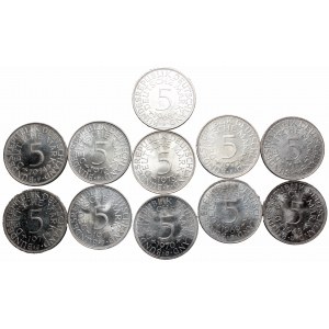 Germany, lot of 11 silver 5 mark 1968-1974
