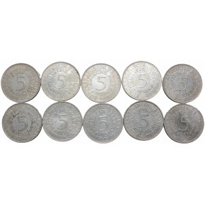 Germany, lot of 10 silver 5 mark 1951-1961