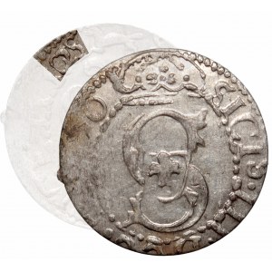 Zygmunt III Waza, Szeląg 1612, Ryga - efektowna przebitka