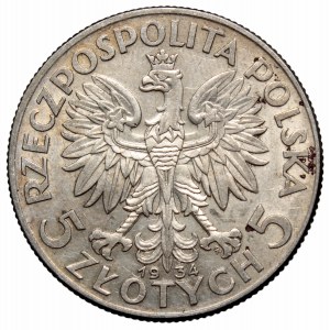 II Rzeczpospolita, 5 złotych 1934 Głowa kobiety