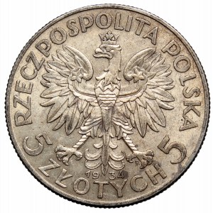 II Rzeczpospolita, 5 złotych 1934 Głowa kobiety