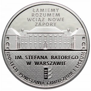 III RP, 10 złotych 2018 100 lecie powstania gimnazjum i liceum im. Batorego w Warszawie