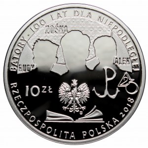 III RP, 10 złotych 2018 100 lecie powstania gimnazjum i liceum im. Batorego w Warszawie