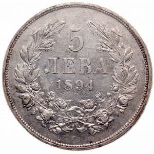 Bulgaria, 5 leva 1894 NNC AU58