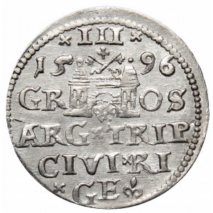 Zygmunt III Waza, Trojak 1596, Ryga - nieopisany bez kropki po LI