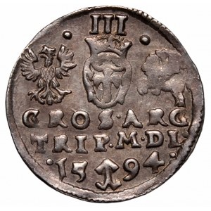 Zygmunt III Waza, Trojak 1594, Wilno - nieopisana hybryda