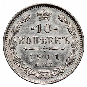 Rosja, Mikołaj II, 10 kopiejek 1911