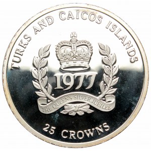 Turks and Caicos Islands, 25 crowns 1977, srebro