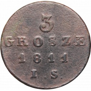 Księstwo Warszawskie, 3 grosze 1811 IS