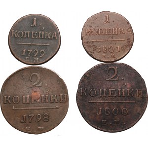 Russia, Paul I, Lot 1 and 2 kopecks