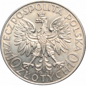 II Rzeczpospolita, 10 złotych 1932 zzm Głowa kobiety