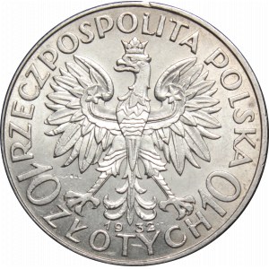 II Rzeczpospolita, 10 złotych 1932 bzm Głowa kobiety