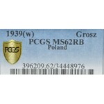 II Rzeczpospolita, 1 grosz 1939 - PCGS MS62 RB