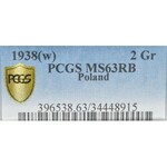II Rzeczpospolita, 2 grosze 1938 - PCGS MS63 RB