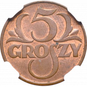 II Rzeczpospolita, 5 groszy 1937 - NGC MS63 RB