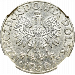 II Rzeczpospolita, 5 złotych 1936 Żaglowiec - NGC UNC Details