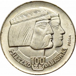 PRL, Próba 100 złotych 1966 Mieszko i Dąbrówka w oryginalnym kapslu emisyjnym