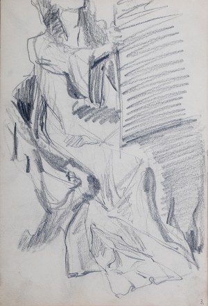 Włodzimierz Tetmajer (1862 Harklowa - 1923 Kraków), Studium głowy kobiecej, (praca dwustronna)