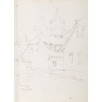 Józef Pieniążek (1888 Pychowice -1953 Kraków), Widok na wieżę zamkową w Olsztynie, 1950 r.