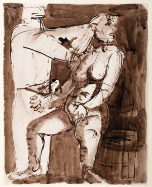 Jankiel Adler (1895 Tuszyn k. Łodzi - 1949 Aldbourne/Anglia), Scena z dwoma postaciami