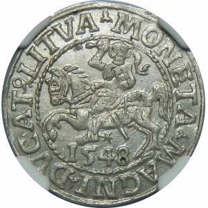 Zygmunt II August, Półgrosz 1548, Wilno – rzymska I – LI/LITVA