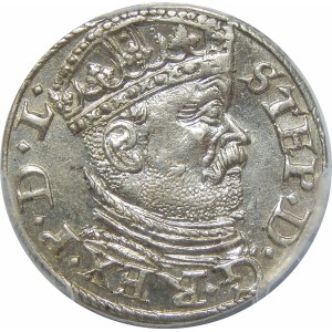 Stefan Batory, Trojak 1586, Ryga – duża głowa – nieopisana odmiana