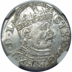 Stefan Batory, Trojak 1586, Ryga – duża głowa