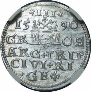 Zygmunt III Waza, Trojak 1590, Ryga – małe popiersie – LIx