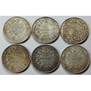10 franków 1965 i 1966 razem 6 sztuk