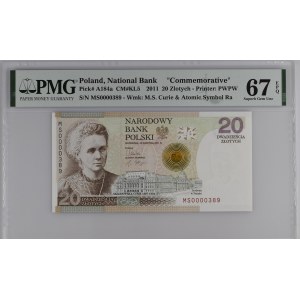 20 złotych 2011 Skłodowska - MS 0000389 - niski numer