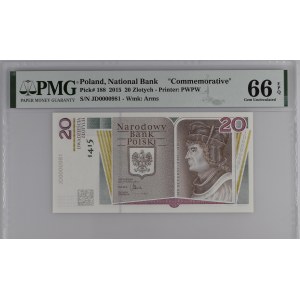 20 złotych 2015 Jan Długosz - JD 0000981 - niski numer