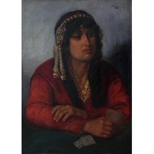 Feliks Michał Dziewański (1863-1947), Cyganka wróżąca z kart (1886)