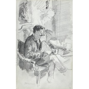 Stanisław Kaczor Batowski (1866-1945), Artysta przy szkicowniku we wnętrzu - Karol Wawrosz rysujący