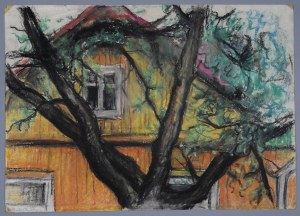 Janina Muszanka - Łakomska (1920-1982), Drzewo przed domem