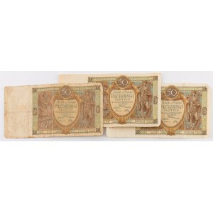 THREE 50 ZLOTY BILLS, 1.09.1929