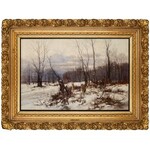 Franciszek Wastkowski (1843 Warsaw - 1900 there), Winter Landscape with Wolves, 1892.