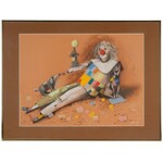 Stasys Eidrigevicius (b. 1949 Mediniškiai/Lithuania), Clown with Dogs, 1985.