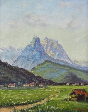 Władysław Jahl (1886 Jarosław – 1953 Paryż), Pejzaż alpejski, 1947 r.