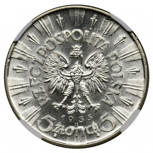 Piłsudski, 5 złotych 1935 - NGC MS63