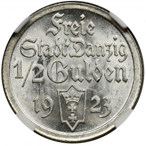 Wolne Miasto Gdańsk, 1/2 guldena 1923 - NGC MS63