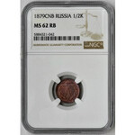 Rosja, Aleksander II, 1/2 Kopiejki Petersburg 1879 СПБ - NGC MS62 RB