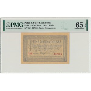 1 marka 1919 - IAA - PMG 65 EPQ - pierwsza seria