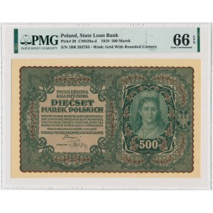 500 marek 1919 - I Serja BR - PMG 66 EPQ