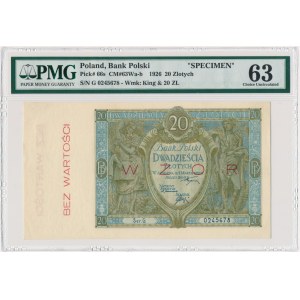 20 złotych 1926 - Ser.G - WZÓR - PMG 63